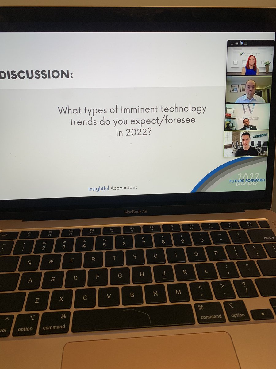 InsightfulActnt's tweet image. Day 2 is getting started. Our first session, Disruptive Technologies to Embrace in 2022 is underway with @garydehart @AsesoraVanessaV @jwilzcpa @EnricoPalmerino, sponsored by @b0tkeeper! #FutureForward2022