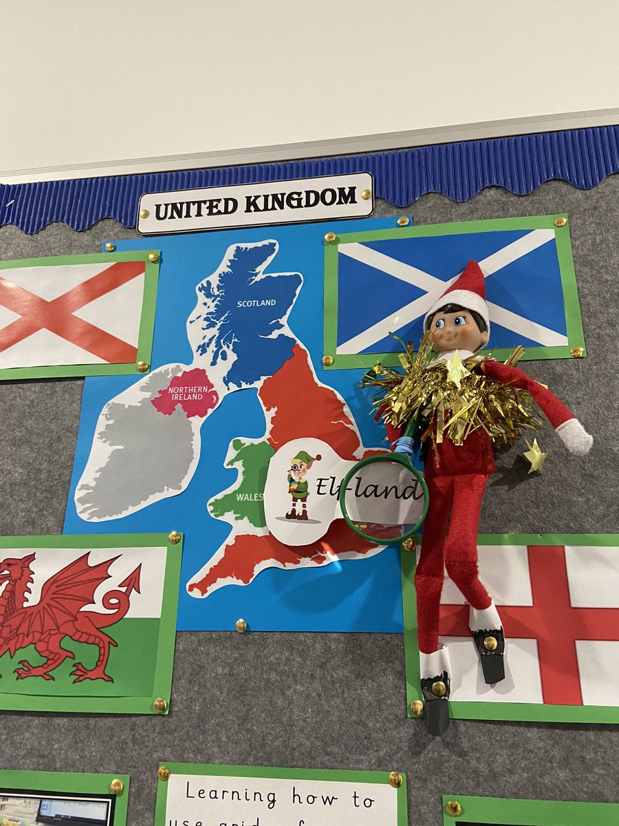 Oh dear! Can Year 2 label the UK map which the naughty elf has been up to no good with?