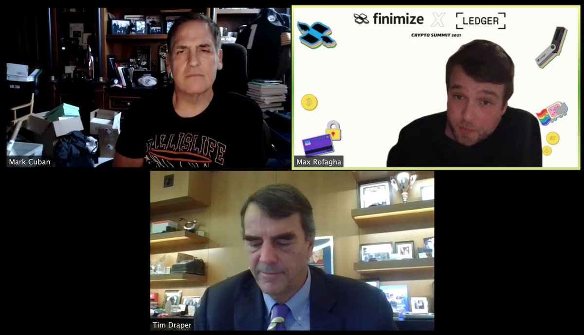Today is the day we knew <a href="/finimize/">💸 F i n i m i z e</a> is gonna make it. 

<a href="/mcuban/">Mark Cuban</a> <a href="/TimDraper/">Tim Draper</a> live at the Crypto Summit w/ <a href="/wholeearthweb/">✌️Max Rofagha</a>. 

<a href="/finimize/">💸 F i n i m i z e</a> <a href="/ledger/">Ledger</a> crypto summit.