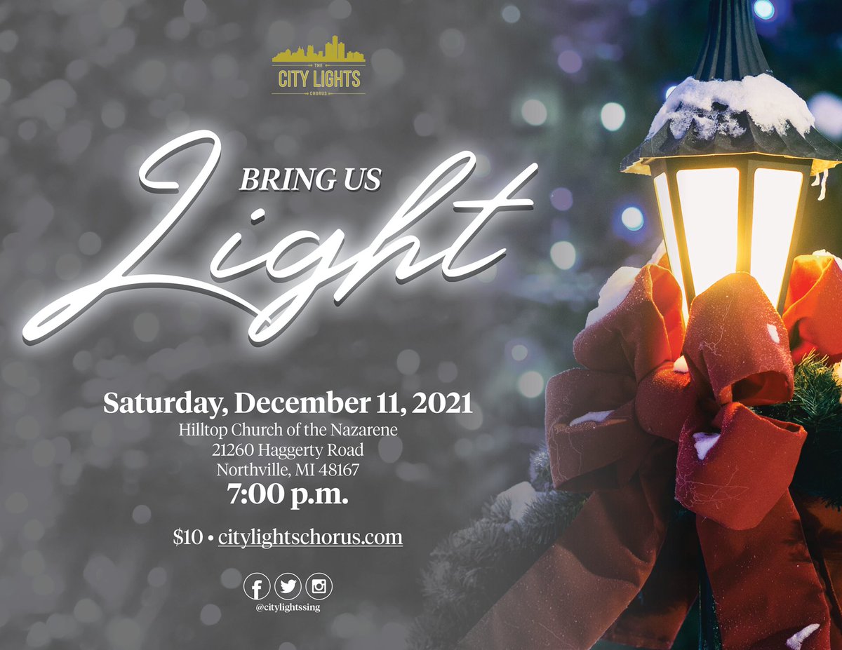 citylightssing's tweet photo. Live performance is back in Northville, MI. Come ring in the holidays with us!
Tickets only $10 at https://t.co/BT8lhGZDNr or at the door. https://t.co/WBnpXgYn5R
