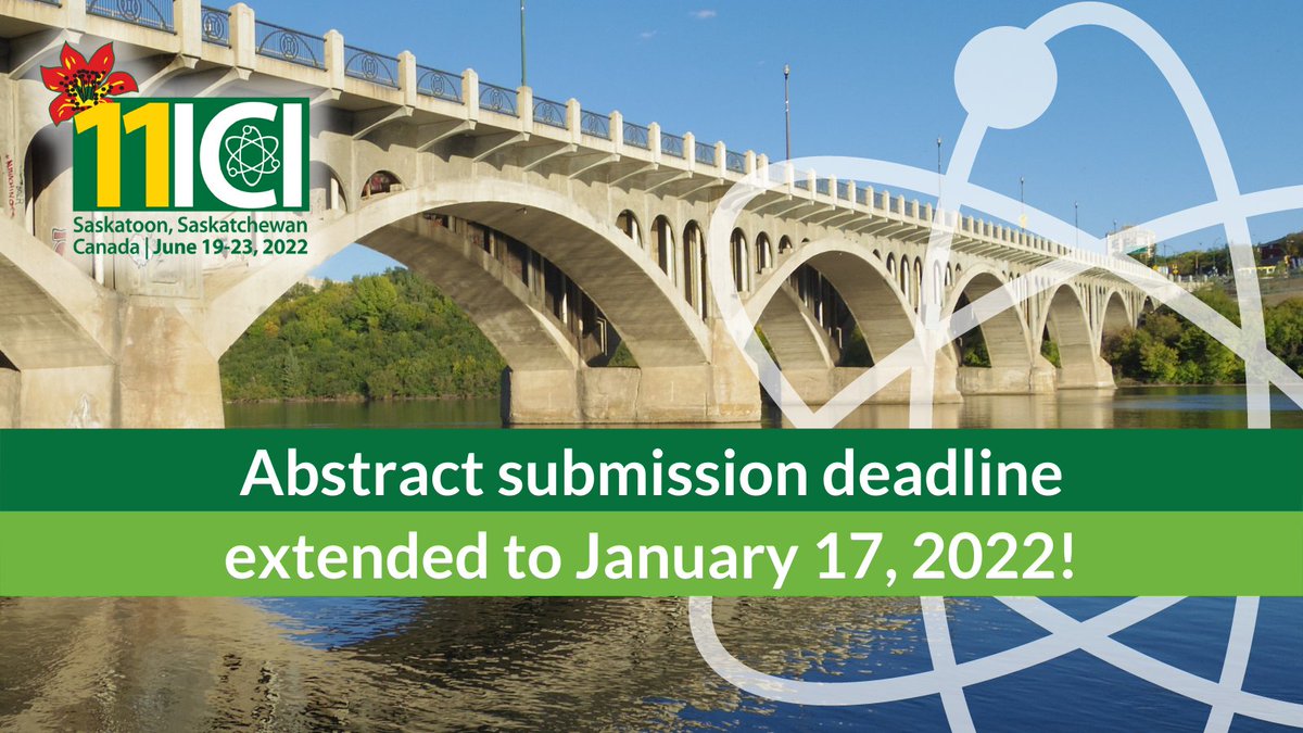 11ICI2023's tweet photo. The 11ICI abstract submission deadline has been extended to January 17, 2022! If you have not yet had the opportunity to submit an abstract, you now have until the new year to do so. Visit https://t.co/NZYTXVHdKv to submit an abstract. #11ICI #nuclearchemistry #isotopes https://t.co/ZJY5bsAApP