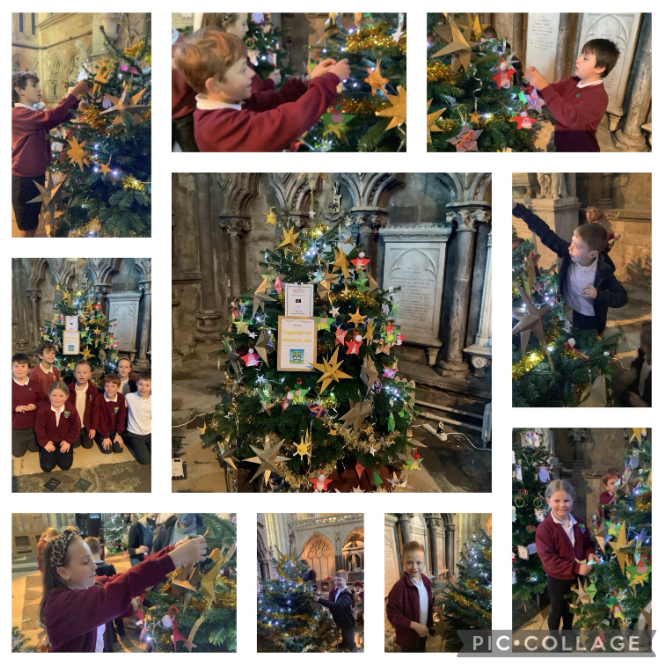 LevenSchool's tweet photo. Today our school council decorated the Christmas Tree donated by Beverley Building Society.  The Beverley Minster Tree festival is open for everyone to view the 100 trees from 3rd to 12th December. The decorations look amazing and we are very proud of our children! https://t.co/OL3uJ7IOVO