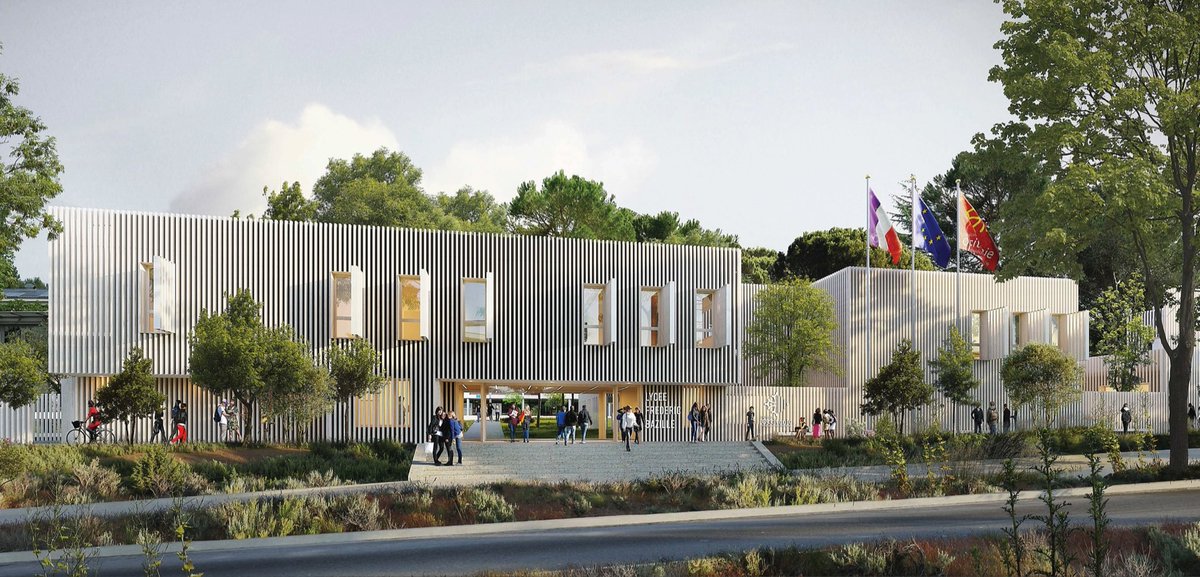 aracoccitanie's tweet photo. 1️⃣ère pierre du nouveau bâtiment d’accueil du #lycee Frédéric Bazille à #Montpellier . Au cœur de la Pinède🌲, un projet intégré au paysage, une entrée digne de cet établissement.
Architectes : #Hamerman-Rouby https://t.co/Gs4QIh0mVv