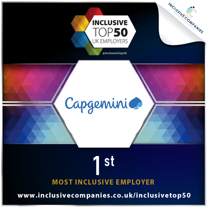 CapgeminiUK's tweet photo. Capgemini UK has taken the top spot in the Inclusive Top 50 Employers list for the first time ever!

#GetTheFutureYouWant #IT50 

Click here to read more: https://t.co/tOzARzy7EC https://t.co/1w5xz6G4aQ