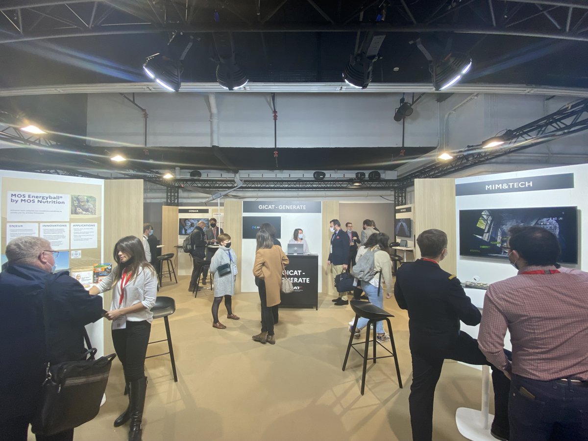 IndustriesDef's tweet photo. Le @GICAT_FR a mis à l'honneur ses start-up sur le stand de son accélérateur @generate_innov. Le public a pu découvrir plusieurs innovations, des drones avec @CERBAIR, @DiodonDrone, @Aeromapper, aux solutions en matière de nutrition #MOSNutrition. #FID2021 https://t.co/CBATiEy6Fo