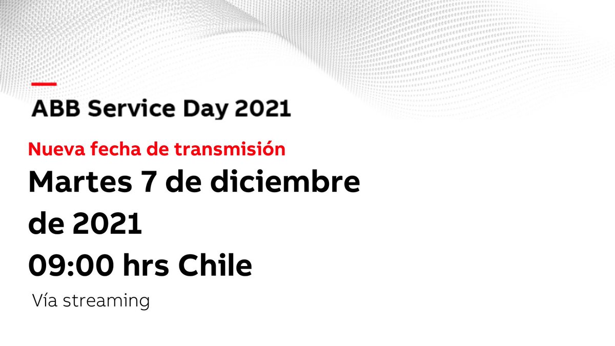 ABBenChile's tweet photo. ¡Aún tienes oportunidad de inscribirte! Reprogramamos nuestro #ABBServiceDay2021 para el martes 7 de diciembre de 2021 a las 9 am hora de Chile.  Para + información e  inscripciones ingresa a 👇https://t.co/0kDymWfAGr
@mineriachilena #Netmin @ReporteMinero https://t.co/EnjKEwDBC8