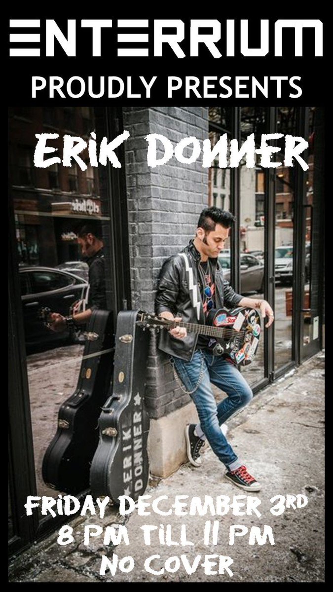 Live Music Fridays continue this Friday with Erik Donner Acoustical Covers

Come on in and enjoy some live music while you sip on your favorite craft cocktail

No Cover Ever

#experienceenterrium #livemusicfridays #erikdonner #unitedtalent