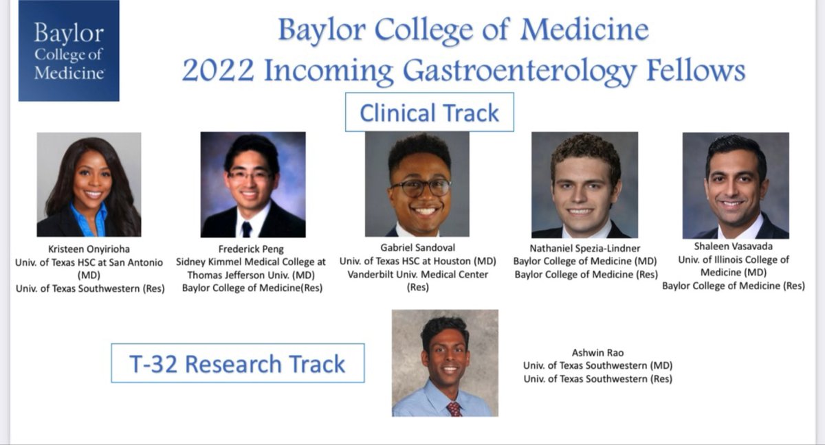 Milena Gould Suarez, MD (@milenasuarez) on Twitter photo Welcome to <a href="/bcm_gihep/">BCM Gastroenterology</a> family!
So excited to welcome these new fellows. Congratulations to all #gimatch applicants. #MatchDay 2021
<a href="/BCM_InternalMed/">BCM IM Residency</a> <a href="/UTSWInternalMed/">UTSW Internal Medicine</a> @VUMCMedicineRes <a href="/AmerGastroAssn/">American Gastroenterological Association (AGA)</a> <a href="/AmCollegeGastro/">ACG</a> <a href="/AASLDtweets/">AASLD</a> <a href="/ASGEendoscopy/">ASGE GI Endoscopy</a> Welcome to <a href="/bcm_gihep/">BCM Gastroenterology</a> family!
So excited to welcome these new fellows. Congratulations to all #gimatch applicants. #MatchDay 2021
<a href="/BCM_InternalMed/">BCM IM Residency</a> <a href="/UTSWInternalMed/">UTSW Internal Medicine</a> @VUMCMedicineRes <a href="/AmerGastroAssn/">American Gastroenterological Association (AGA)</a> <a href="/AmCollegeGastro/">ACG</a> <a href="/AASLDtweets/">AASLD</a> <a href="/ASGEendoscopy/">ASGE GI Endoscopy</a>