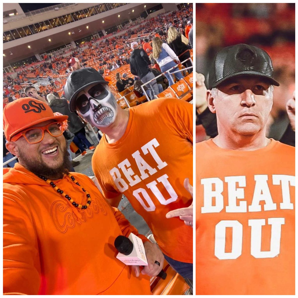 LesGoPokes's tweet photo. Ran into Mr. Beat OU at #Bedlam. This shirt hits hard!!!! #WeBeatOU https://t.co/sY5xY2XCB0