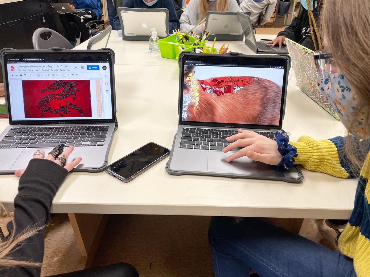 ErinField19's tweet photo. Art 1 students started their digital art unit this week.  I am loving these mosaic projects 😍 https://t.co/ls4mASuAmr