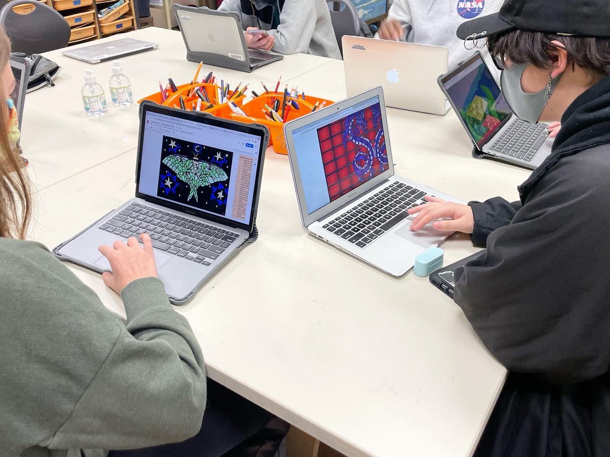 ErinField19's tweet photo. Art 1 students started their digital art unit this week.  I am loving these mosaic projects 😍 https://t.co/ls4mASuAmr