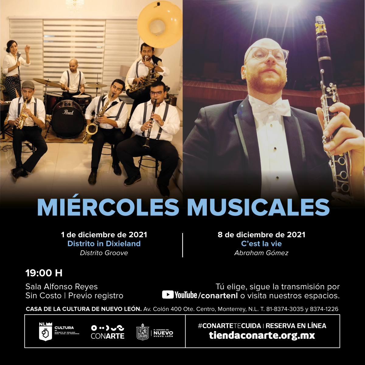 conartenl's tweet photo. Este 📅8 de diciembre en #MiércolesMusicales @AbrahamGomez15 nos deleita con piezas que nos transportarán a la nostalgia y el misterio. Acompáñanos al estreno mundial de Trois pièces pour clarinette en Mi bemol del compositor regio.🎶

🔴 Transmisión por YouTube/conartenl https://t.co/GPInyWxXhq