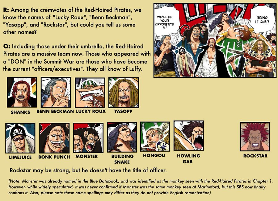 One Piece Reveals The Names Of Shanks The Redhead S Crew Ruetir