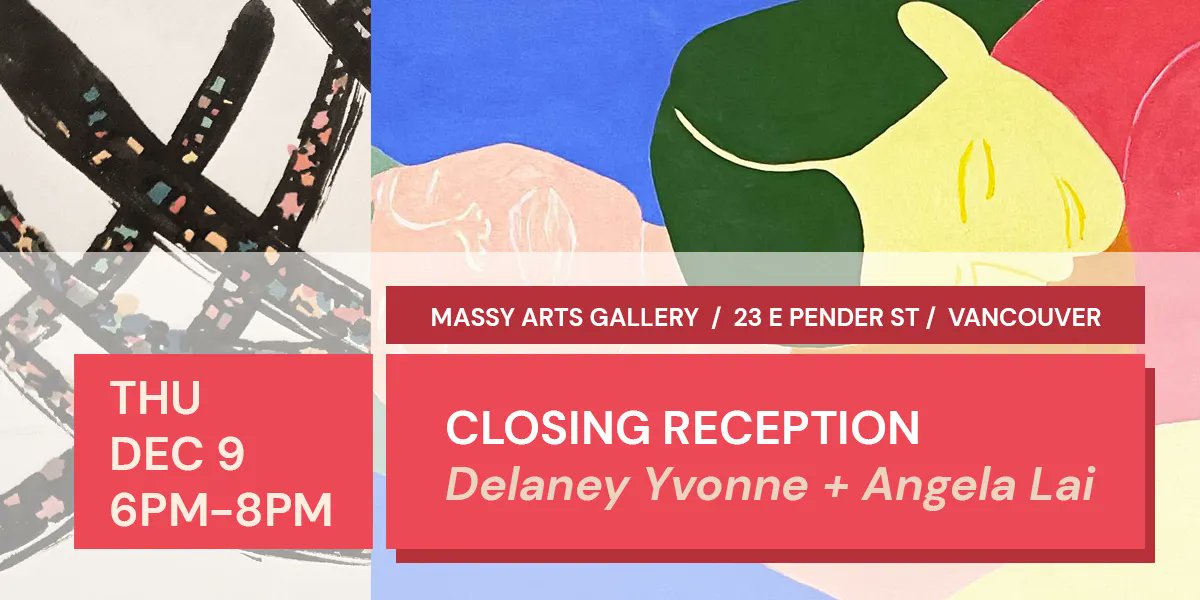 massyevents's tweet photo. #ClosingReception On Thursday, Dec 9th from 6pm to 8pm, join us for the in-person closing reception of our new exhibitions: “Moves” by Delaney Yvonne; and “開 門 ( Open )” by Angela Lai. The event is free + open to all community. Register in our bio. https://t.co/R8W4OlKlSF