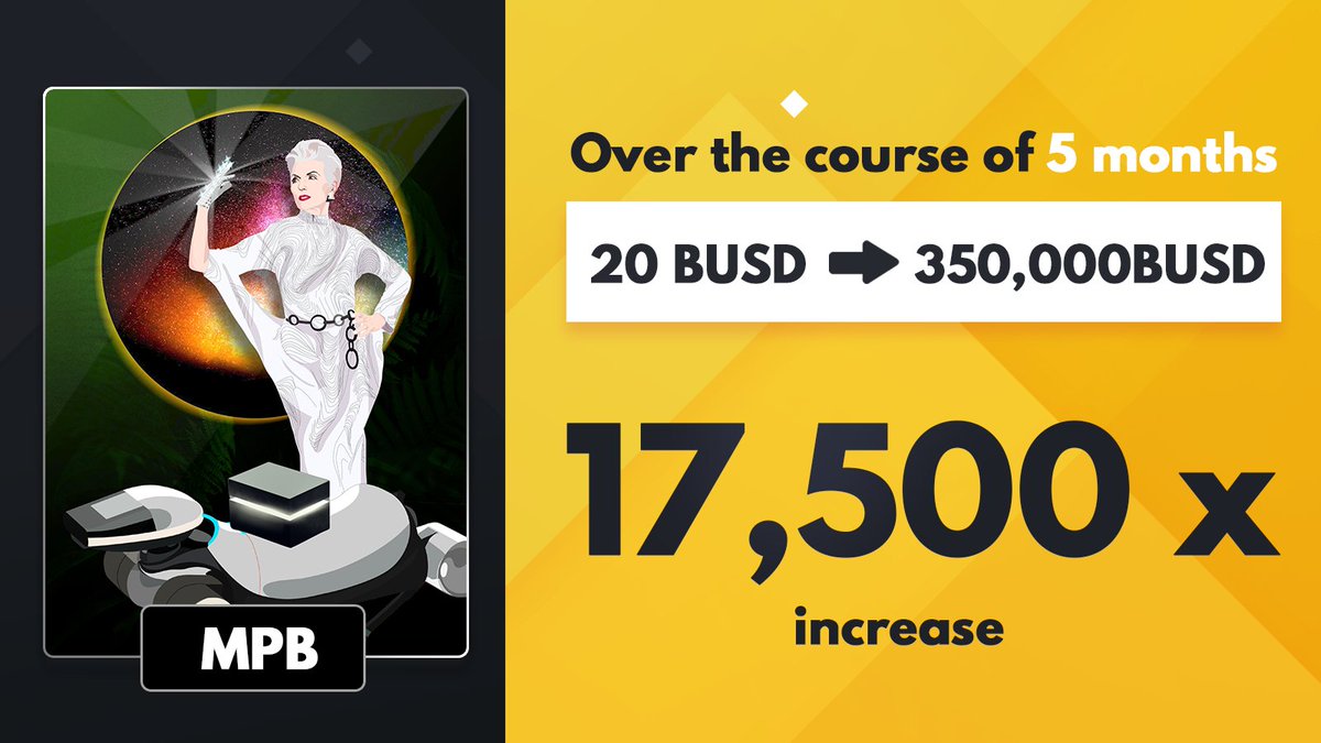 RACA_3's tweet photo. Over the course of 5 months, the price of MPB has risen from 20 BUSD to 350,000 BUSD, an increase of roughly 17,500x! @USMverse @USMchain

#Metamon #Metaverse #PlayToEarn https://t.co/vcb2zvwbgj