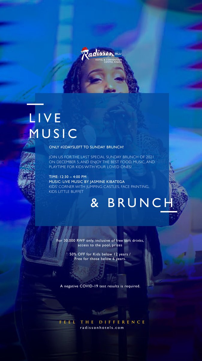 RadissonKigali's tweet photo. #Only2daysleft to the last Sunday brunch of 2021!
Booking in advance is highly recommended due to limited seats!
"All Covid-19 guidelines apply"
"A negative Rapid or PCR test result taken with 72 hours is required!"
#RwOT #VisitRwanda #KigaliConventionCentre https://t.co/46le03wzg4