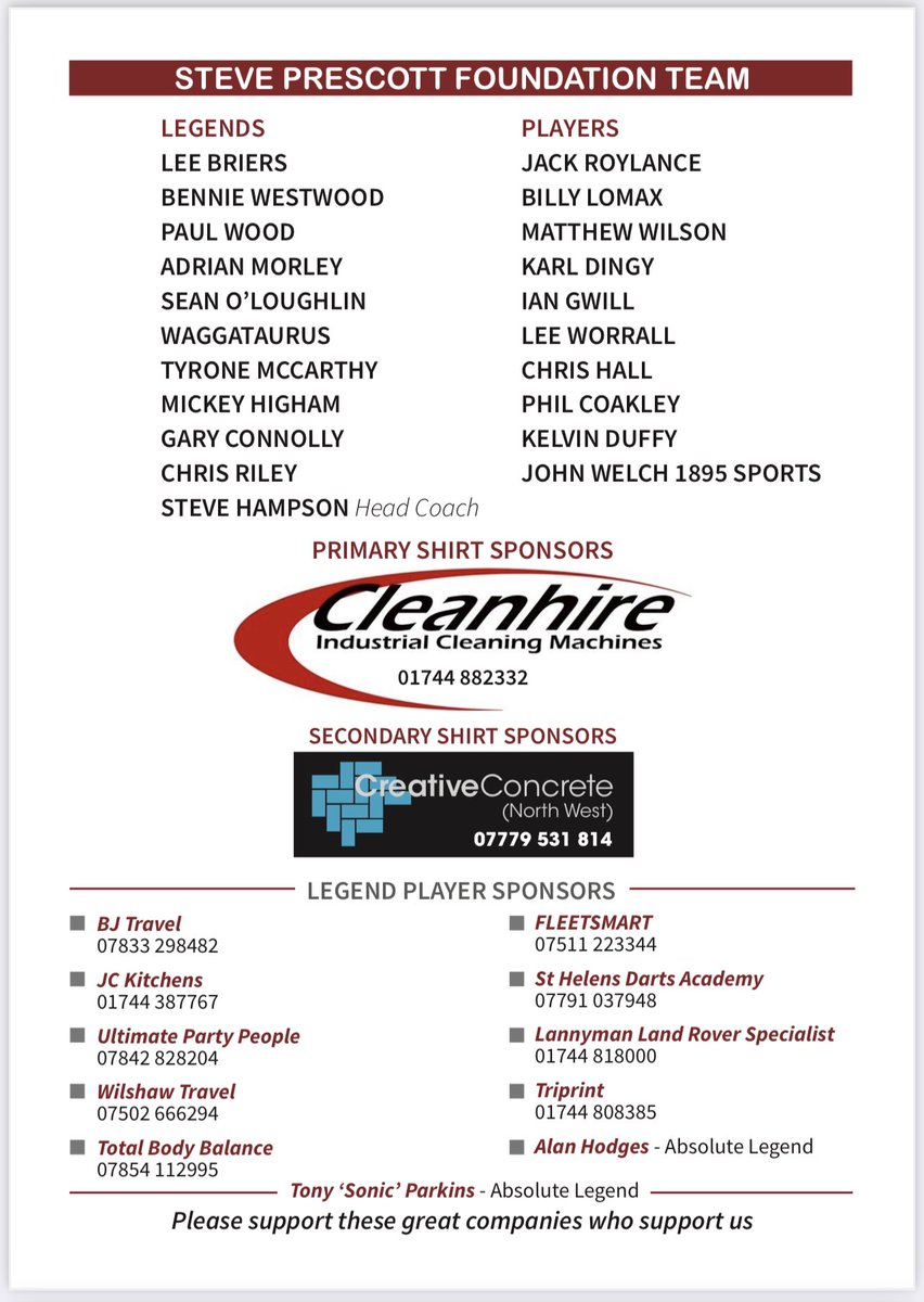 StevePrescott1's tweet photo. We are truly blessed to have great supporters &amp; one of these great supporters is @karlkirk64 who has stepped forward to be the Referee for Sunday’s @TommyMak21 Testimonial v @StevePrescott1 Legends Game @ruskinsthelens 1400 kick off! Just a shame @Fozzythebear1 wasn’t playing  🤪 https://t.co/7RLKkVhHKR