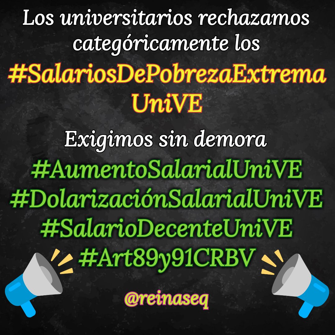 reinaseq's tweet photo. En este Día Internacional de la Abolición de la Esclavitud recordamos al mundo q el Estado venezolano impone a los universitarios condiciones de ESCLAVITUD MODERNA al imponer "salarios" de POBREZA EXTREMA menores a $10 al mes, URGEN SOLUCIONES
#NoMásEsclavitudUniVE #UniVE @ONU_es https://t.co/npldF5nStI
