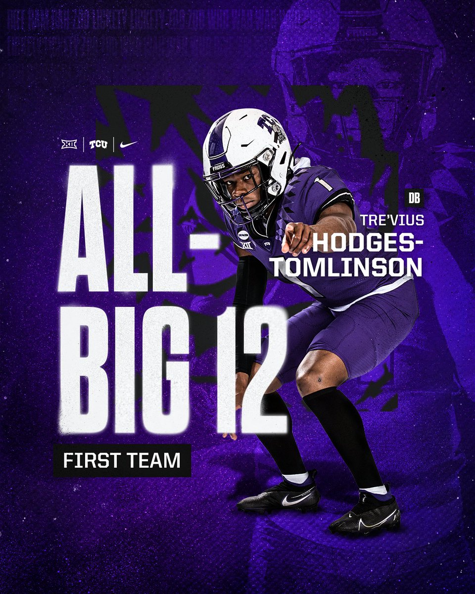 🚨 2021 All-Big 12 Football First Team 🚨 @MrJohnston____ @TreTomlinson #GoFrogs #RiffRam