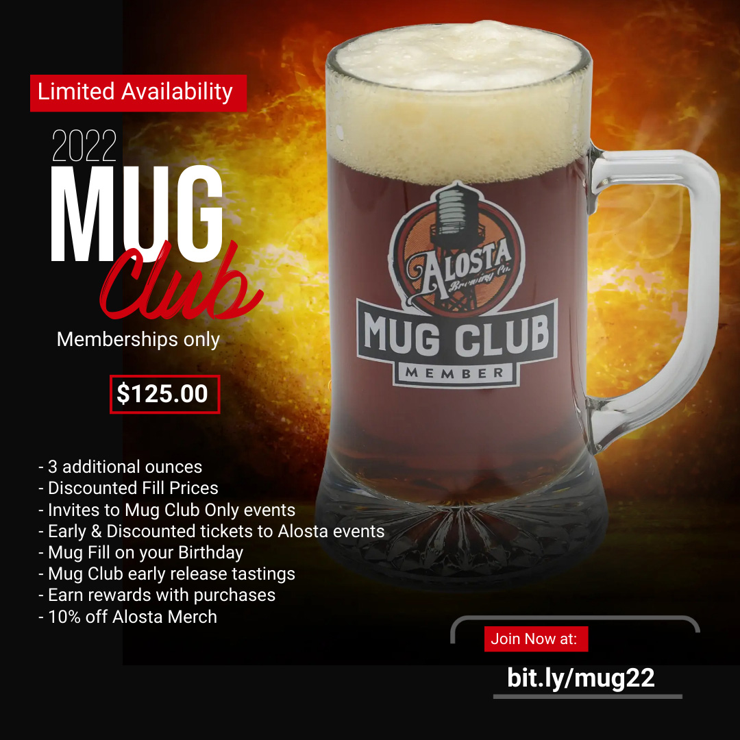 Beginning today we are offering a limited number of 2022 Mug Club memberships available for sale.  For all of you that have been waiting for some spots to open up, now is your chance.  Don't wait, sign-up today!