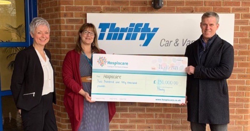 Did you know that £1 from every web booking goes to one of Thrifty's chosen charities? This has resulted in a £250,000 donation to Hospiscare!

Thank you Thrifty 💙 for making such a tremendous difference to so many patients and families living with terminal illnesses.