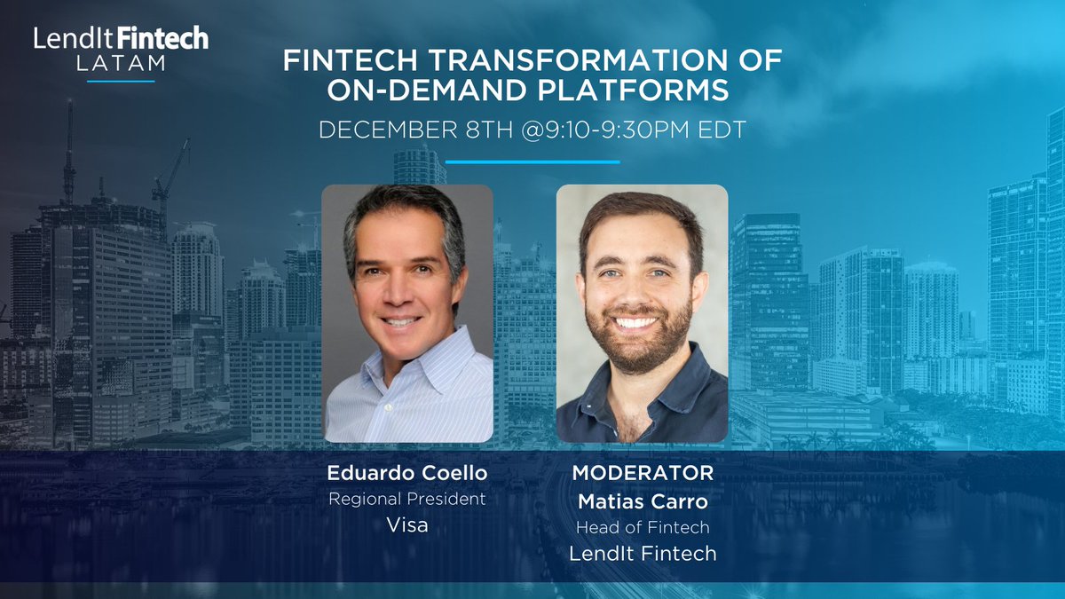 The #Latam event is just a couple of days away🌴✈️

<a href="/Visa/">Visa</a> &amp; @PedidosYa will discuss: 
- Their partnership 
- PedidosYa's move from beyond delivery into #fintech 
- How millions of consumers &amp; businesses can benefit from the advantages of digital financial services✨
