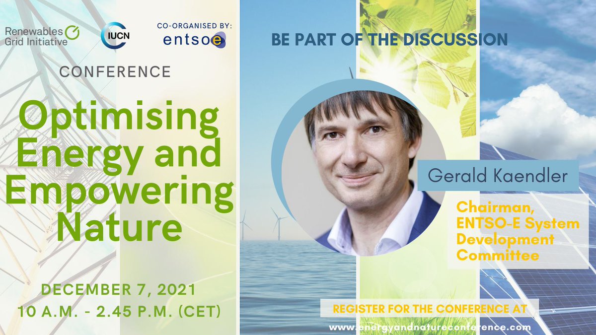 Event tip: Join the “Optimising Energy and Empowering Nature” conference organised by @renewablesgrid @IUCN and @ENTSO_E next Tuesday, Dec 7. Check out the agenda and register at energyandnatureconference.eu #EnergyandNature #ClimateAction #RenewableEnergy