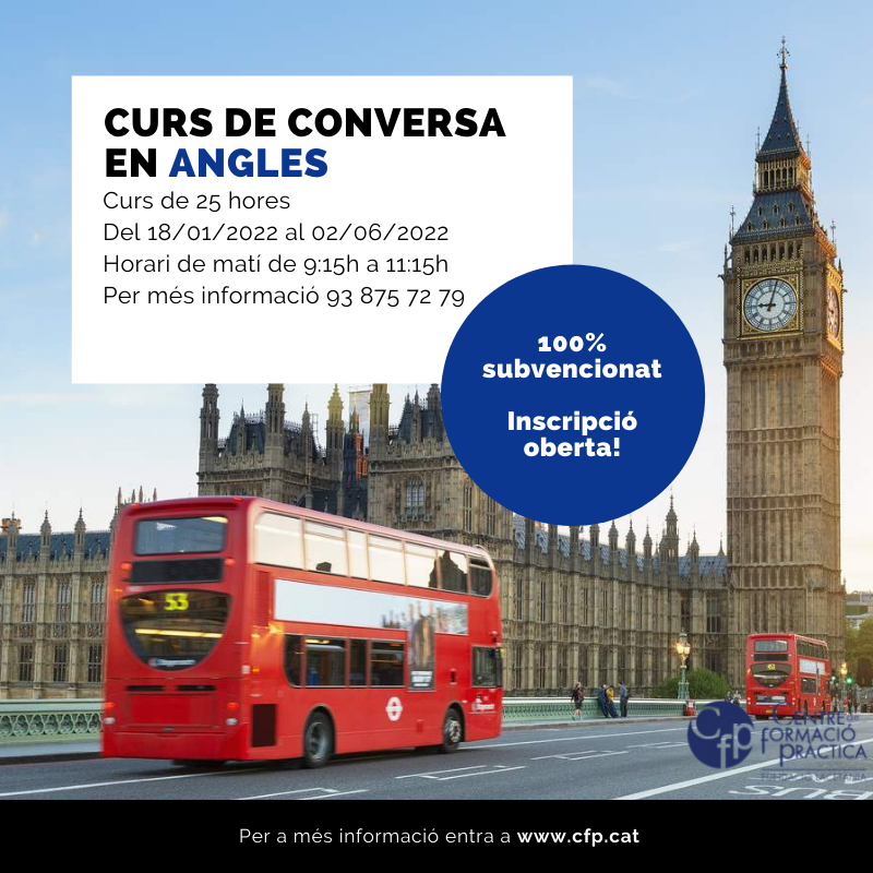 🚨Al Centre de Formació Pràctica també ensenyem idiomes!

🏴󠁧󠁢󠁥󠁮󠁧󠁿L' 11 de Gener comença el curs de conversació en llengua anglesa i encara tenim les inscripcions obertes!

📍Per a més informació cfp.cat o bè trucar al 93 975 72 79.

 #manresa #bages  #idiomes #angles