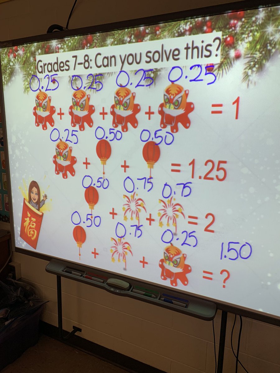We always challenge ourselves during Tweetmath. Today two grade 3s blew me away by solving this grade 7/8 problem independently. They related it to money and were able to solve and check their work! Such a proud moment! <a href="/SouthRidgeTVDSB/">South Ridge Public School</a> <a href="/tvdsbmathk8/">tvdsbmath</a> #tvdsbmathk8