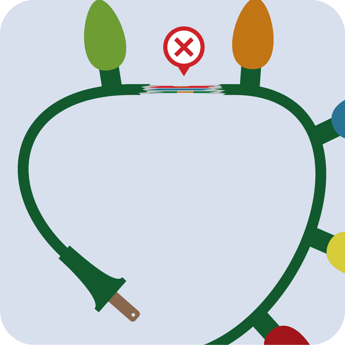 usfire's tweet photo. Inspect holiday lights each year before you put them on your tree or around your home. Throw away light strands with frayed or pinched wires. #HolidayFireSafety #WinterFireSafety https://t.co/37MDHqy5EU