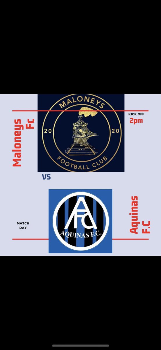 MaloneysFC's tweet photo. A return to action this week as we return to the valley to take on Aquinas, who sit only 3pts behind us. The guys are chomping at the bit to get back to action, come and give them your support 🚂🚂

Sunday will also see our first second team game on the valley 3G @ 2pm. https://t.co/BeF65kAJdV
