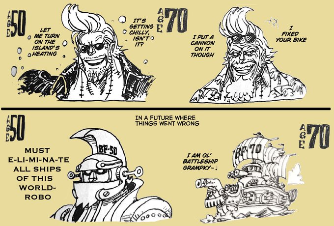 One Piece Creator Reveals Franky S Look At Ages 50 And 70