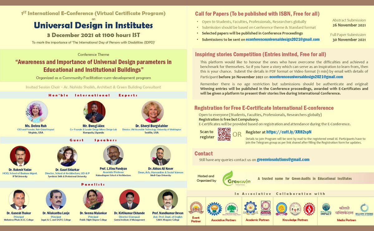 BillionStrong1's tweet photo. The First International E-Conference on Universal Design in Institutes on 3 December 2021 at 1100 hours IST; Register now https://t.co/ZrzhELWywE #universaldesign #inclusiveenvironment #universaldesignday #internationalconference #RuhGlobal #BillionStrong https://t.co/4MvVk0TF1f