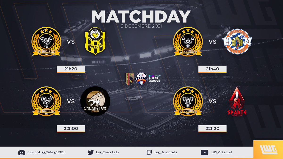 Les joueurs auront à cœur de réitérer leur dernière session pour continuer à engranger des points importants et de la confiance.

#LWG_Officiel 
@LWG_Immortals