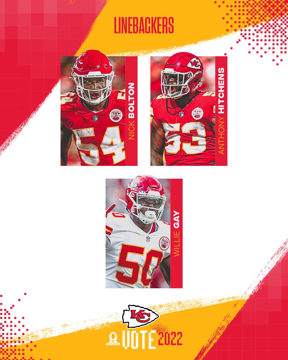 Chiefs's tweet photo. Y'all know what to do... RT to vote! ☑️

#ProBowlVote + @_nickbolton2
#ProBowlVote + @AnthonyHitchens
#ProBowlVote + @WillieG___ https://t.co/GZewBnW6qn