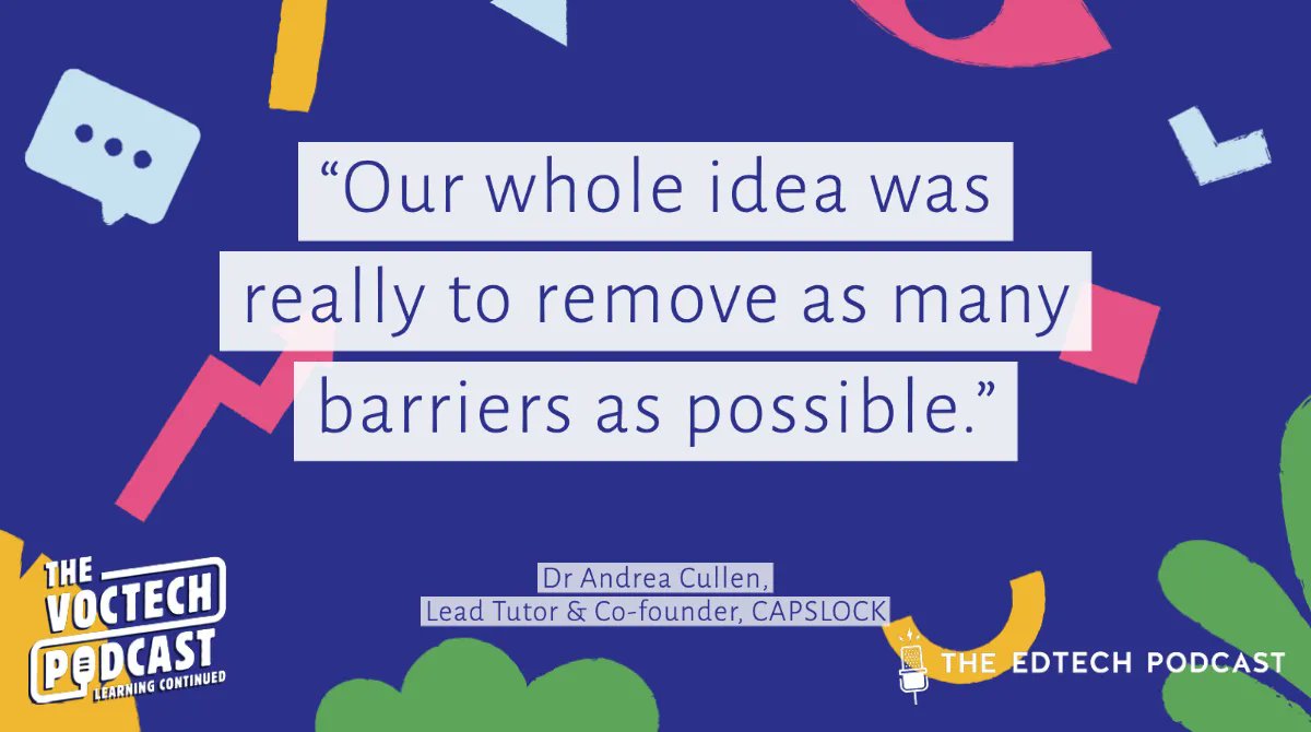 PodcastEdtech's tweet photo. #ThursdayThoughts from Dr Andrea Cullen @stuff4andrea, Lead Tutor &amp; Co-founder @capslockcyber on removing barriers in #skillsdevelopment

Listen to the full episode👉https://t.co/Mff4n2xxD0
Thoughts on barriers in reskilling? Let us know⬇️

#VocTechPodcast #ukedchat #edutwitter https://t.co/Mvyl46UpsH