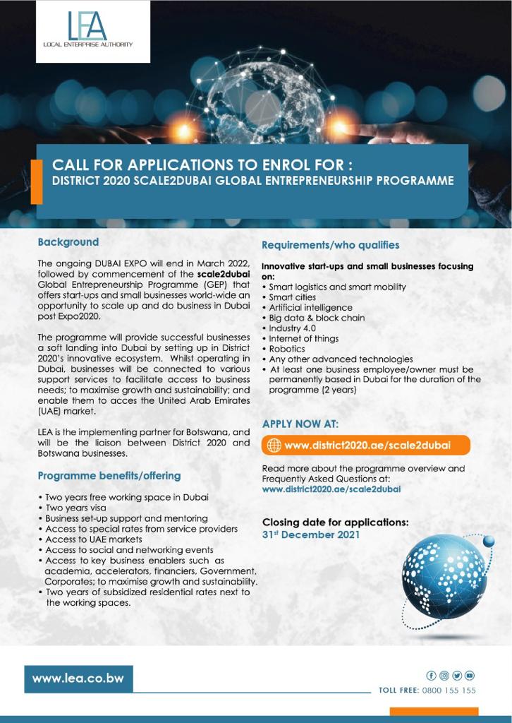 CALL FOR APPLICATIONS TO DO BUSINESS IN  DUBAI IN 2022!

Apply here: district2020.ae/scale2dubai