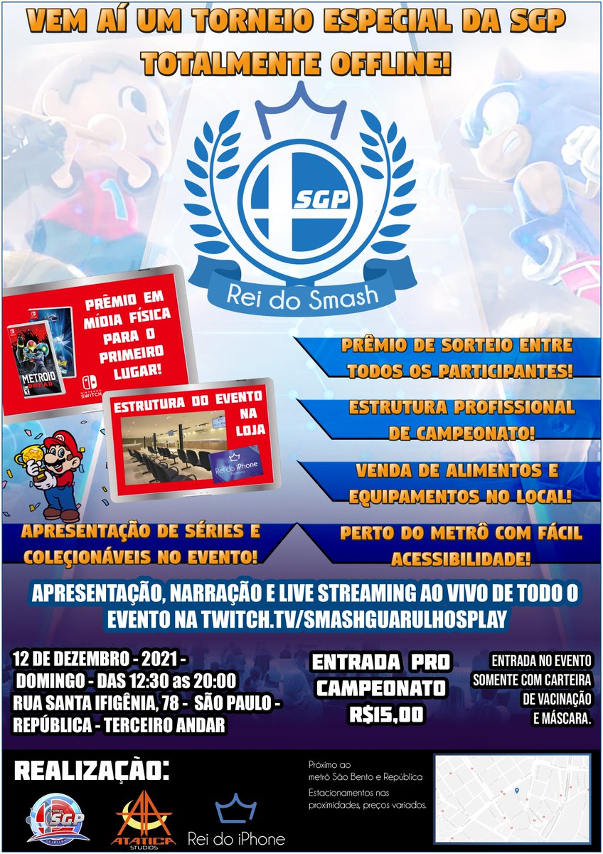 SmashGuarulhos's tweet photo. O cartaz tem um pequeno erro falando que é sábado, mas é DOMINGO DIA 12/12!

Segue cartaz atualizado corretamente. 

Nos vemos lá! https://t.co/jhzwcPpg0P