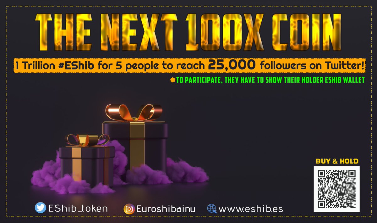 1 trillion #EShib for our Holders

#EuroShibaInu #BNB #BSCGems #CryptocurrencyNews #SHIB #EShibArmy #ToTheMoon 

RT &amp; Like
Show your $EShib Wallet