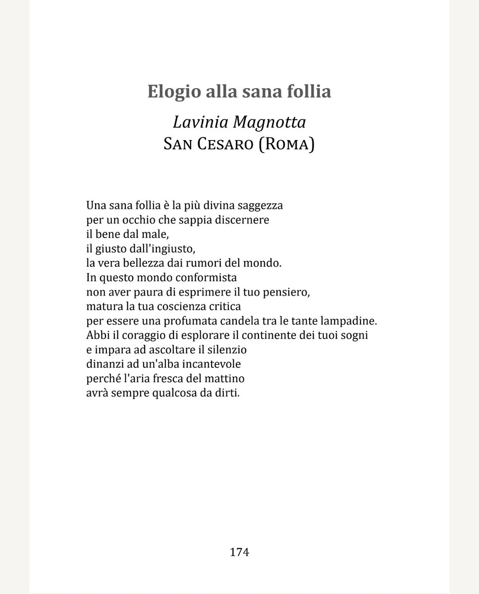 LaviniaMagnotta's tweet photo. È stata pubblicata la mia nuova poesia intitolata "Elogio alla sana follia" nella raccolta poetica POESIA ITALIANA. La casa editrice è IVVI Editore. 

#libro #librocorale #poesie #IVVIEditore https://t.co/PMLoEXg4j1