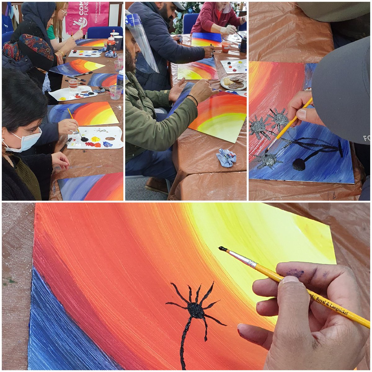 arts2healUK's tweet photo. If Dandelion wishes came true what would you wish for? Our #learningenglishtogether social mixing group had so much fun discussing their wishes, hopes and dreams. Look at the amazing artwork.We couldn't get them to put their brushes down! @LearnEnglishBwD @BwdESOL @BwDAdultLearn https://t.co/K393igxWQP