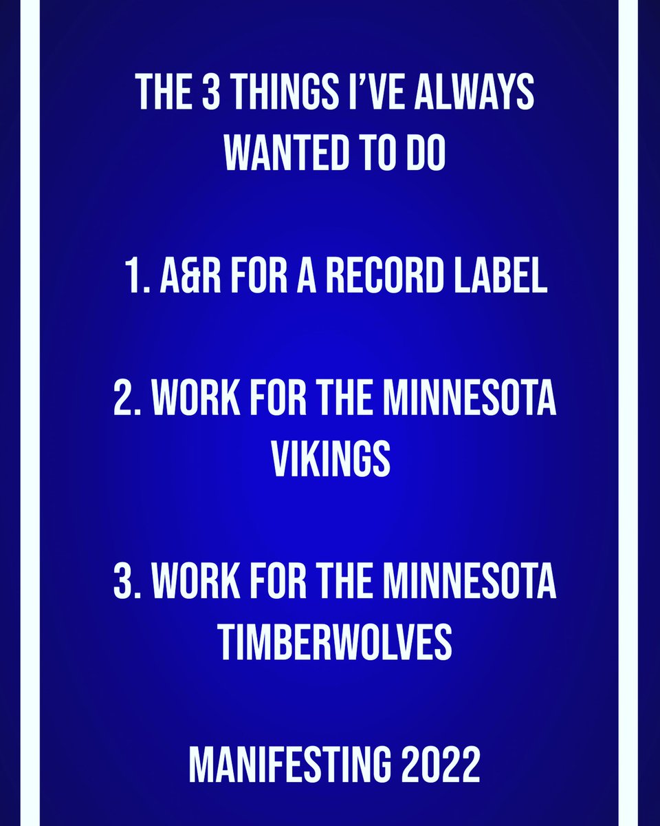 RichDaManager's tweet image. Manifesting 2022 @ColumbiaRecords @Epic_Records @AtlanticRecords @RepublicRecords @warnerrecords @WarpRecords @AntiRecords @SpinninRecords @RCARecords @IslandRecords @Vikings @Timberwolves #manifesting #recordlabel #Vikings #Timberwolves