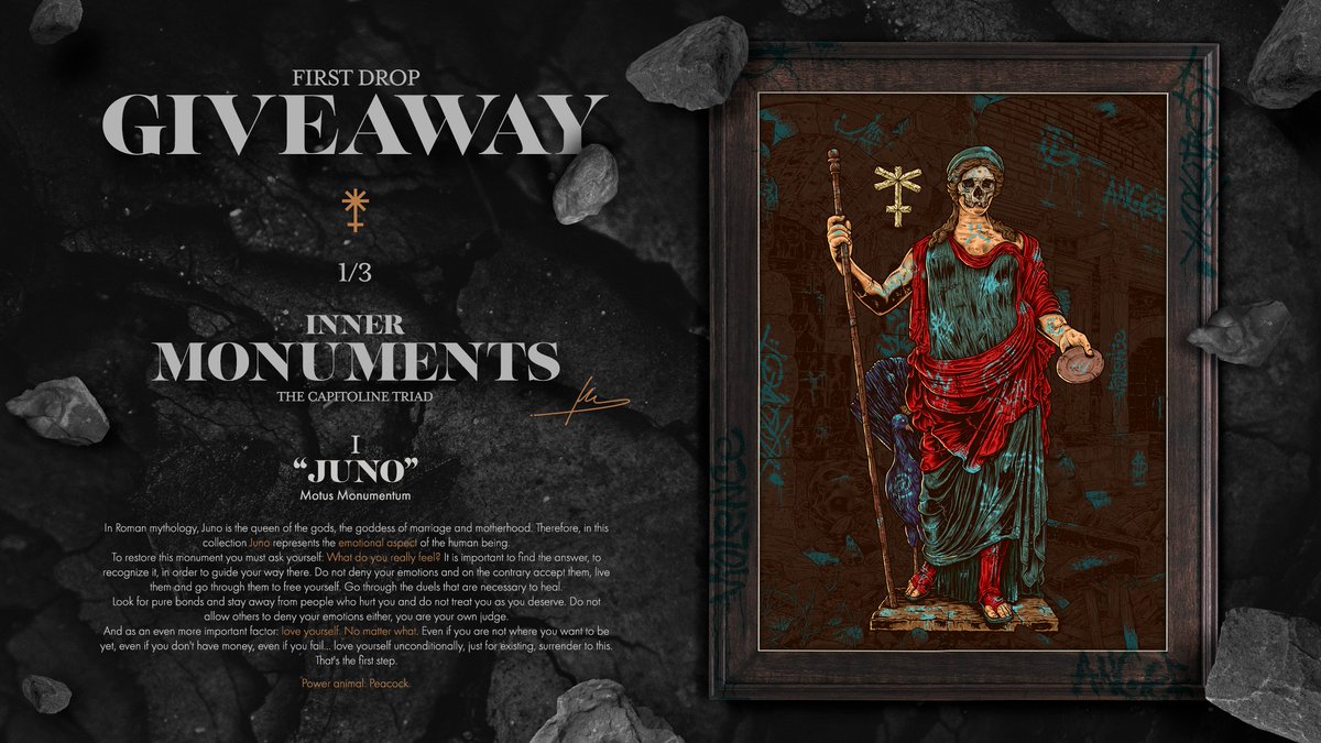 matias_marano's tweet photo. 🎁GIVEAWAY🎁
🌹INNER MONUMENTS first drop🌹

I. “JUNO”💔

Drop: TOMORROW FRIDAY, DEC 3.
🌐BS. AS. 7 PM | BCN 11 PM | NYC 6 PM🌐 

GIVEAWAY🎁
🌹RT for a chance to win 1 edition.
🏅Winners: before drop.

Story: https://t.co/DcJhHhr1kD

#NFTGiveaway #NFTCommunity  #NFTCollector #xtz https://t.co/F45sqMIIw0