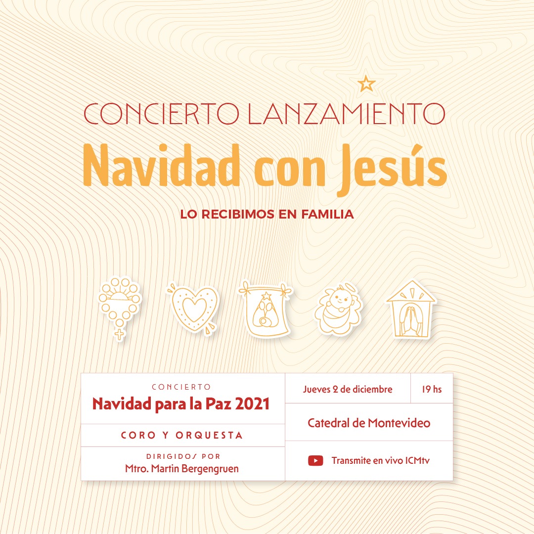 ICM_uy's tweet image. ¡Llegó el día! Hoy a las 19 horas vamos a disfrutar juntos de #NavidadParaLaPaz 🕊 Un concierto que dará inicio a la campaña #NavidadConJesús y reunirá a un grupo numeroso de cantantes y músicos 🎶 Miralo desde tu casa a través de icmtv.uy/vivo 💻 ¡No te lo pierdas!