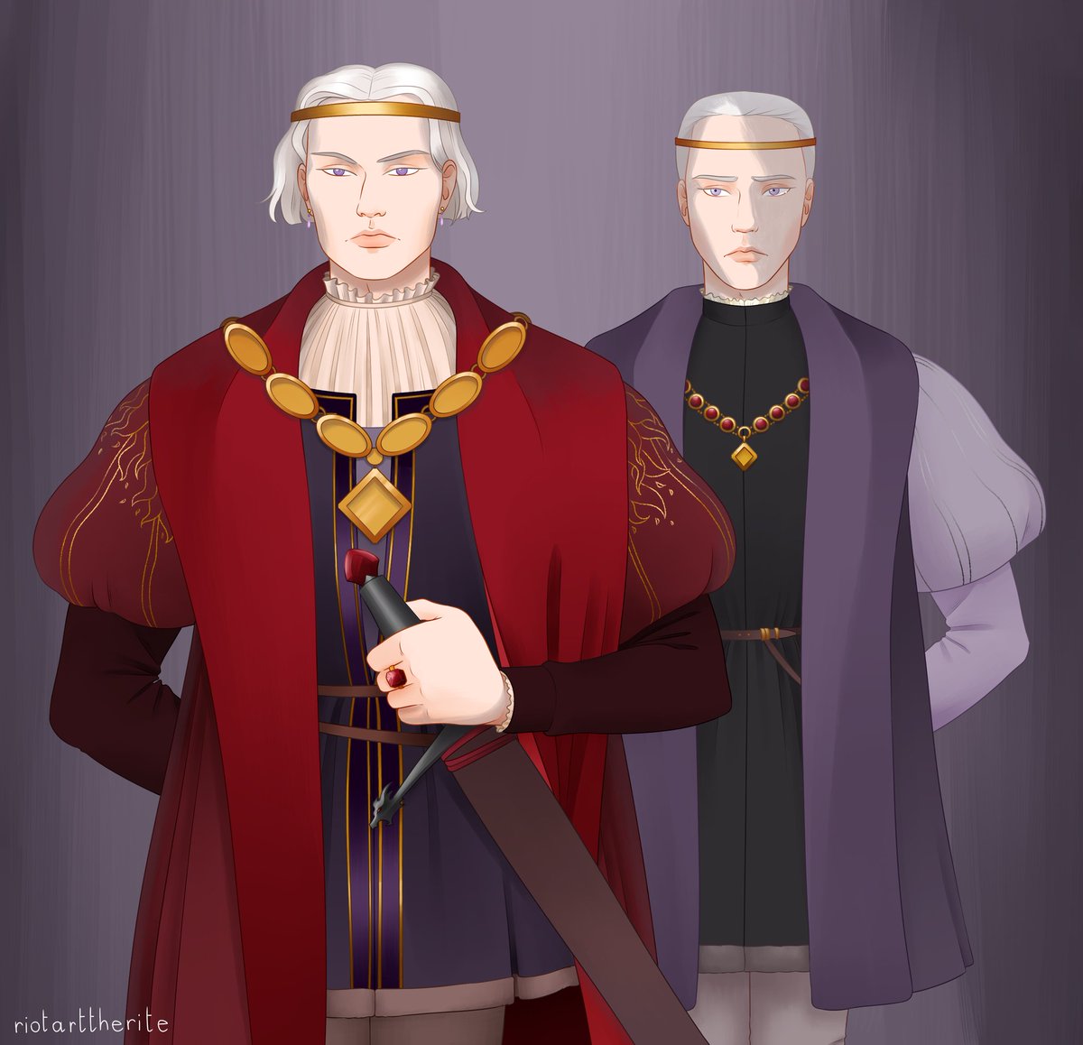 Naerys and Aegon's "merry" wedding, 
commissioned by @/boredhag on IG 💖
#riotarttherite