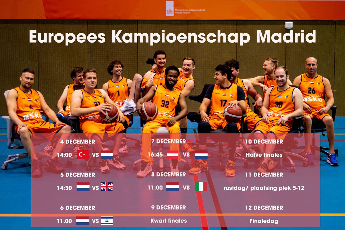 Gisteren is ons mannenteam aangekomen in Madrid en vandaag zijn de dames die kant op gegaan voor het Europees Kampioenschap 🏀

Benieuwd wanneer ze spelen? Hierbij een handig overzicht 🙌

Alle wedstrijden zijn te bekijken via het YouTube kanaal van <a href="/_IWBF/">IWBF ➡ #WheelchairBasketball</a> of <a href="/FEDEDDF/">FEDDF</a>