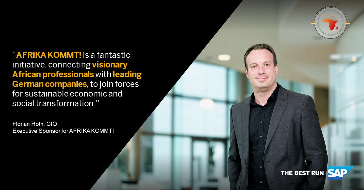 #AfrikaKommt is a talent development program connecting visionary African professionals with leading German companies. As <a href="/SAP/">SAP</a>’s executive sponsor, I look forward to speaking at next week’s virtual company visit. Build bridges! afrika-kommt.de