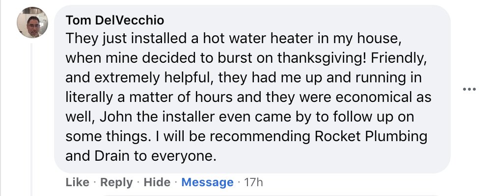 rocketdrainpa's tweet photo. Thank you, Tom!! Reviews like this put a smile on our faces! We appreciate you! #Thursdaymotivation https://t.co/ETYw7gLlLh