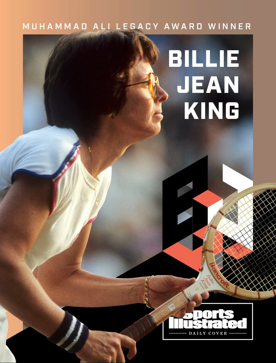 Congratulations to Sports Illustrated's 2021 Muhammad Ali Legacy Award recipient, <a href="/BillieJeanKing/">Billie Jean King</a>! 

The award celebrates "individuals whose dedication to the ideals of sportsmanship has spanned decades &amp; whose career in athletics has directly or indirectly impacted the world."