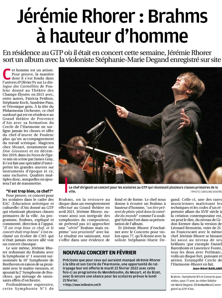 LeCercleRhorer's tweet photo. [PRESSE] « #JérémieRhorer se hissant lui aussi au niveau de ses brillants (par exemple #DanielBarenboim et #LawrenceFoster), voilà un disque fort, puissant et aérien. Estampillé Cercle de l’Harmonie-Rhorer en fait. » 🙏MERCI @laprovence
@NoMadMusicNMM @WildKatFrance @Les_Theatres https://t.co/wdUSFFlNzT